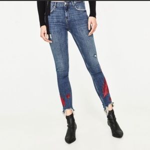 Zara Blue Jeans with Red Accents